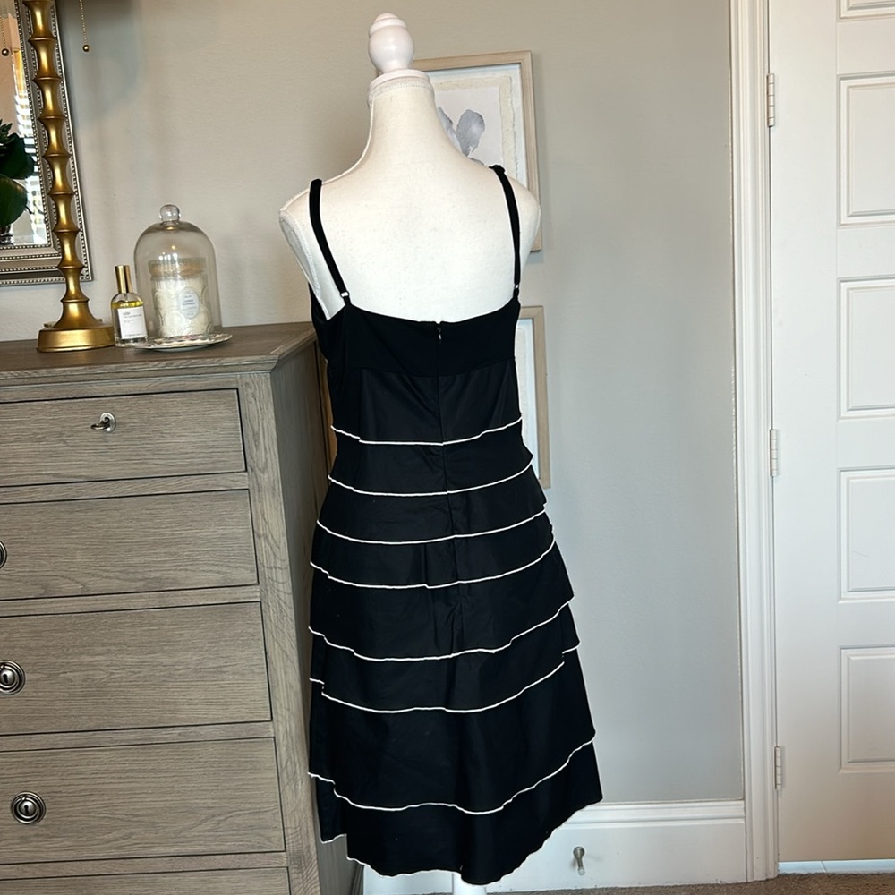 Citrine: Tiered Black and White Spaghetti Strap A Line Dress, Size 8 - Picture 10 of 15